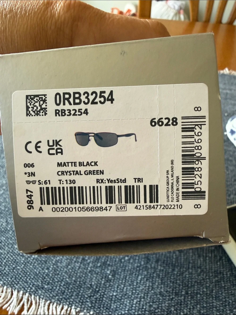 Ray-Ban Matte Black Sunglasses with Crystal Green Lenses RB3254